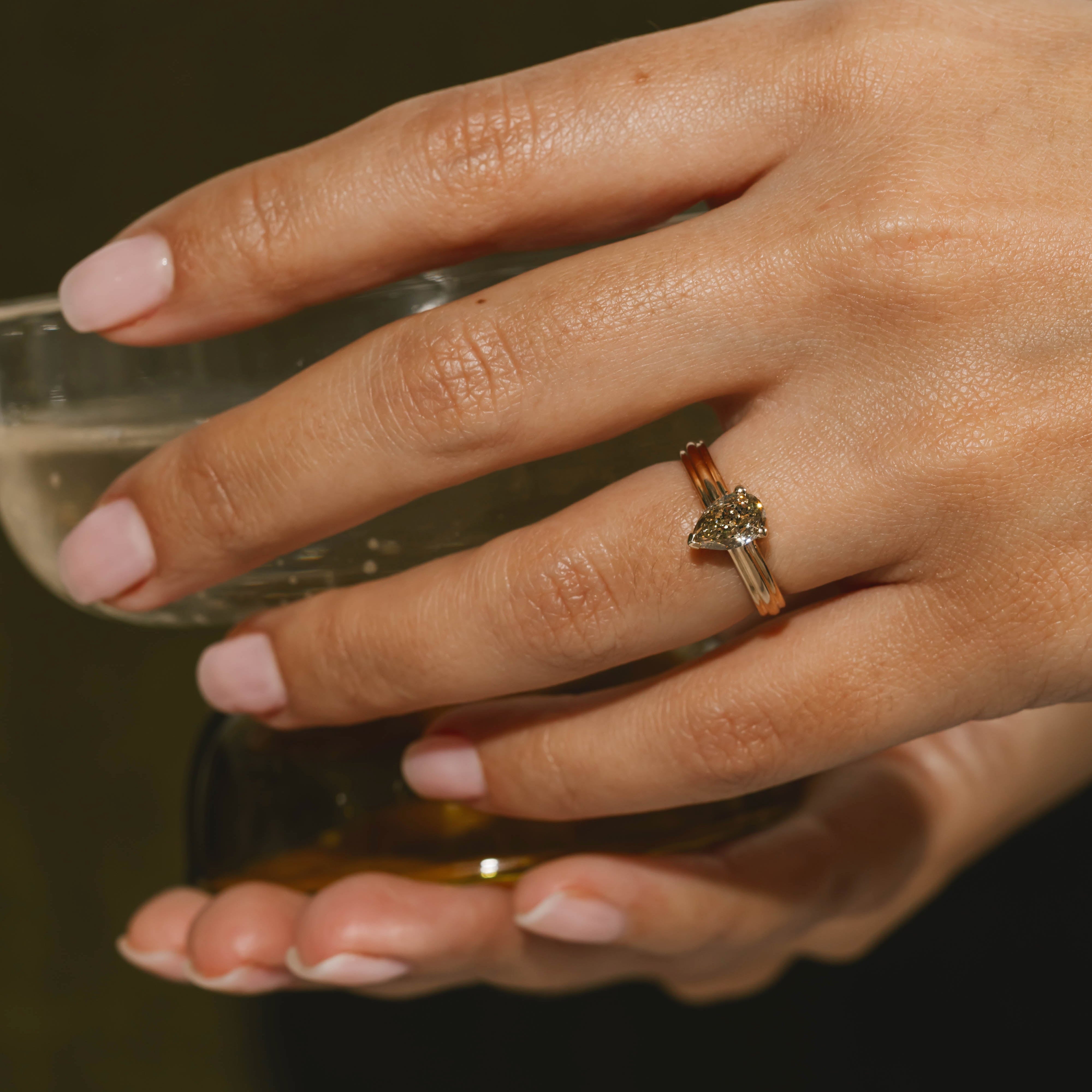 Pear Champagne Diamond Engagement Ring