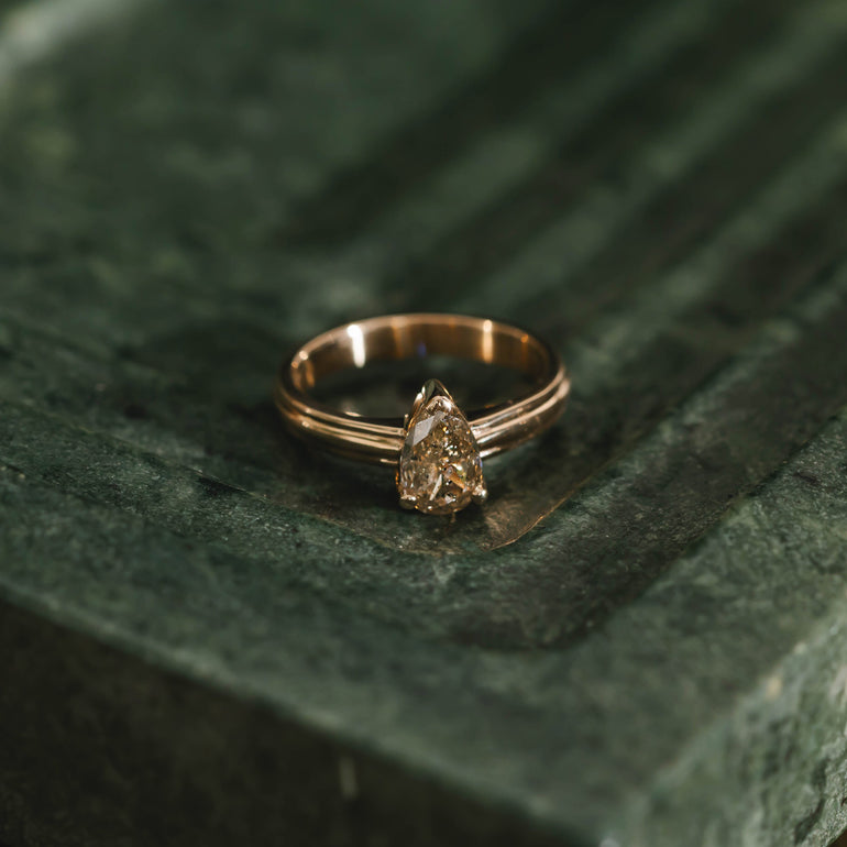 Pear Champagne Diamond Engagement Ring