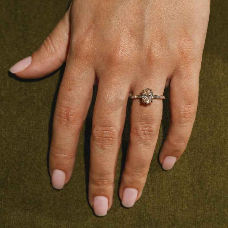 Champagne & Baguette Diamond Engagement Ring