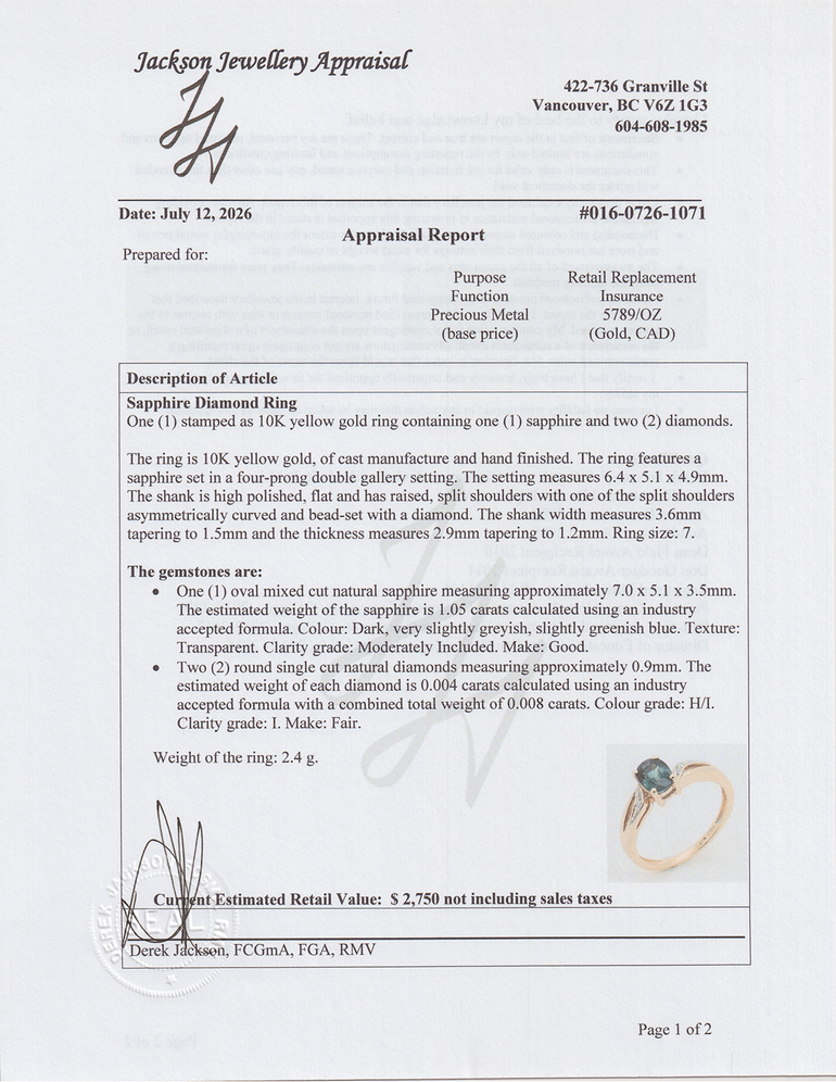 Ferreira Ring Appraisal
