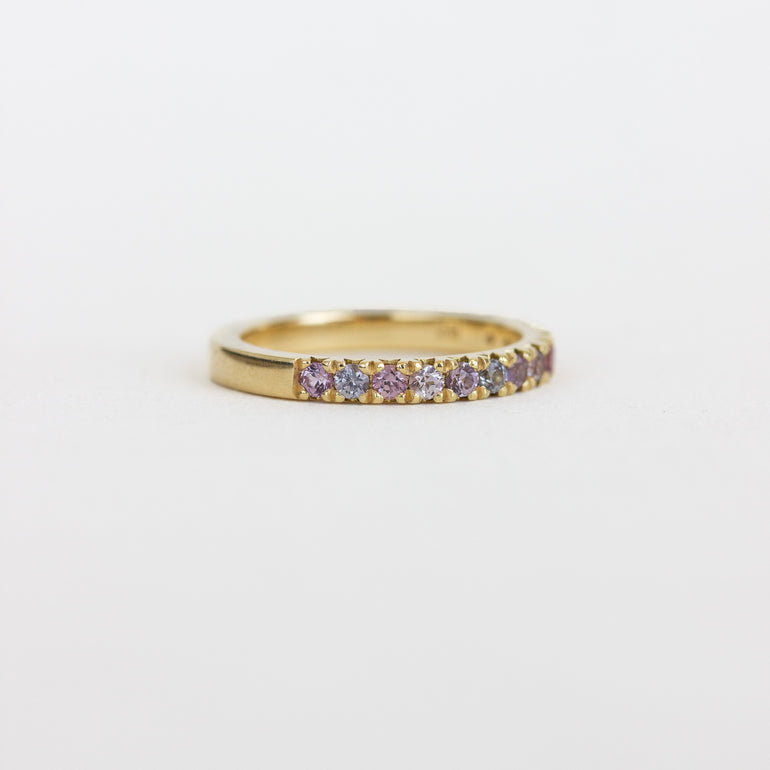 Pink Sapphire Eternity Band in Yellow Gold
