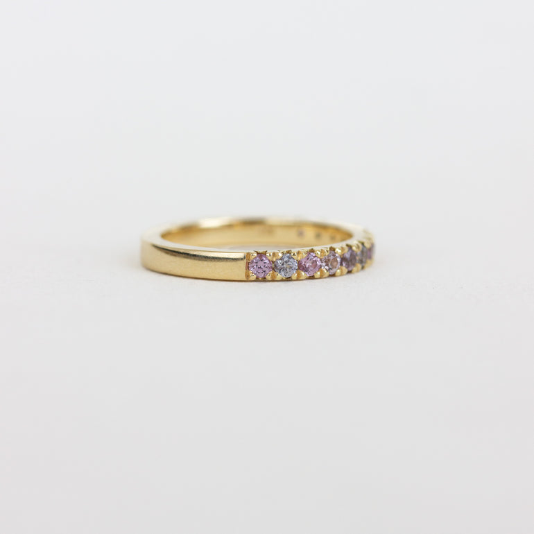 Pink Sapphire Eternity Band in Yellow Gold