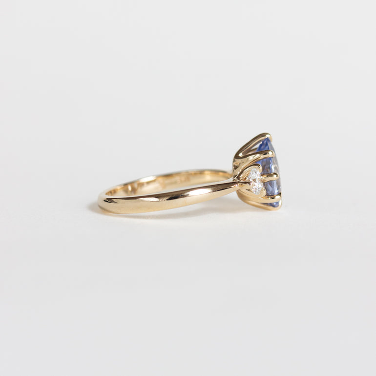 Blue Unheated Pear Sapphire Engagement Ring