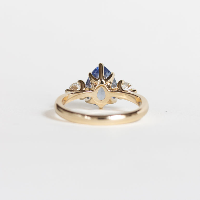 Blue Unheated Pear Sapphire Engagement Ring