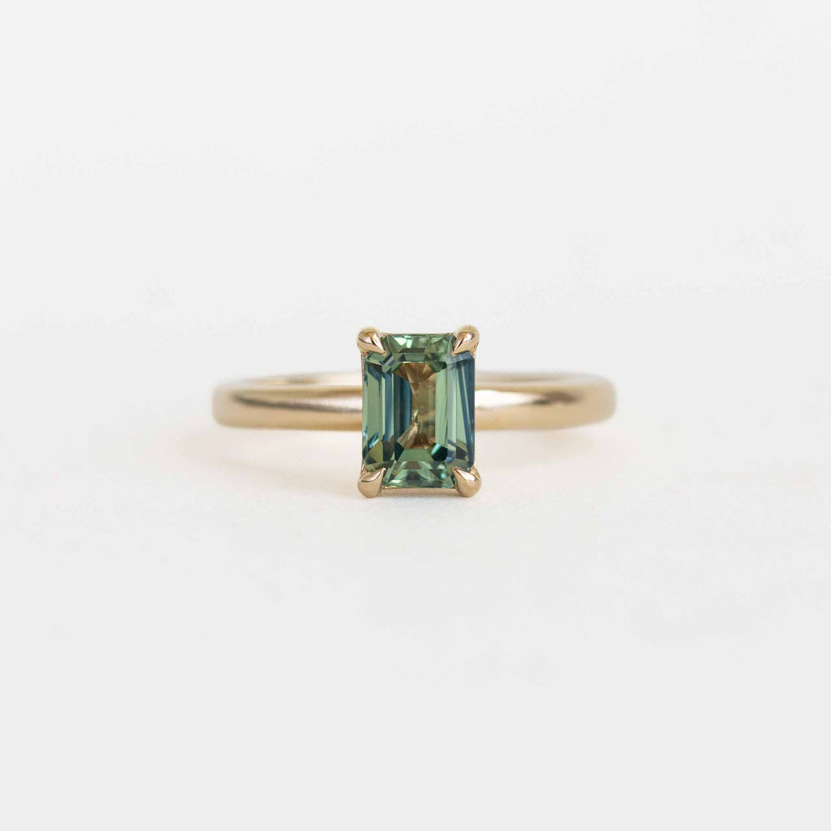 Emerald-cut Montana Teal Sapphire Engagement Ring