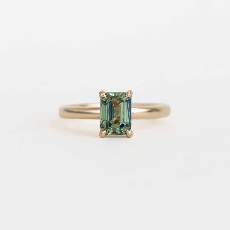Emerald-cut Montana Teal Sapphire Engagement Ring
