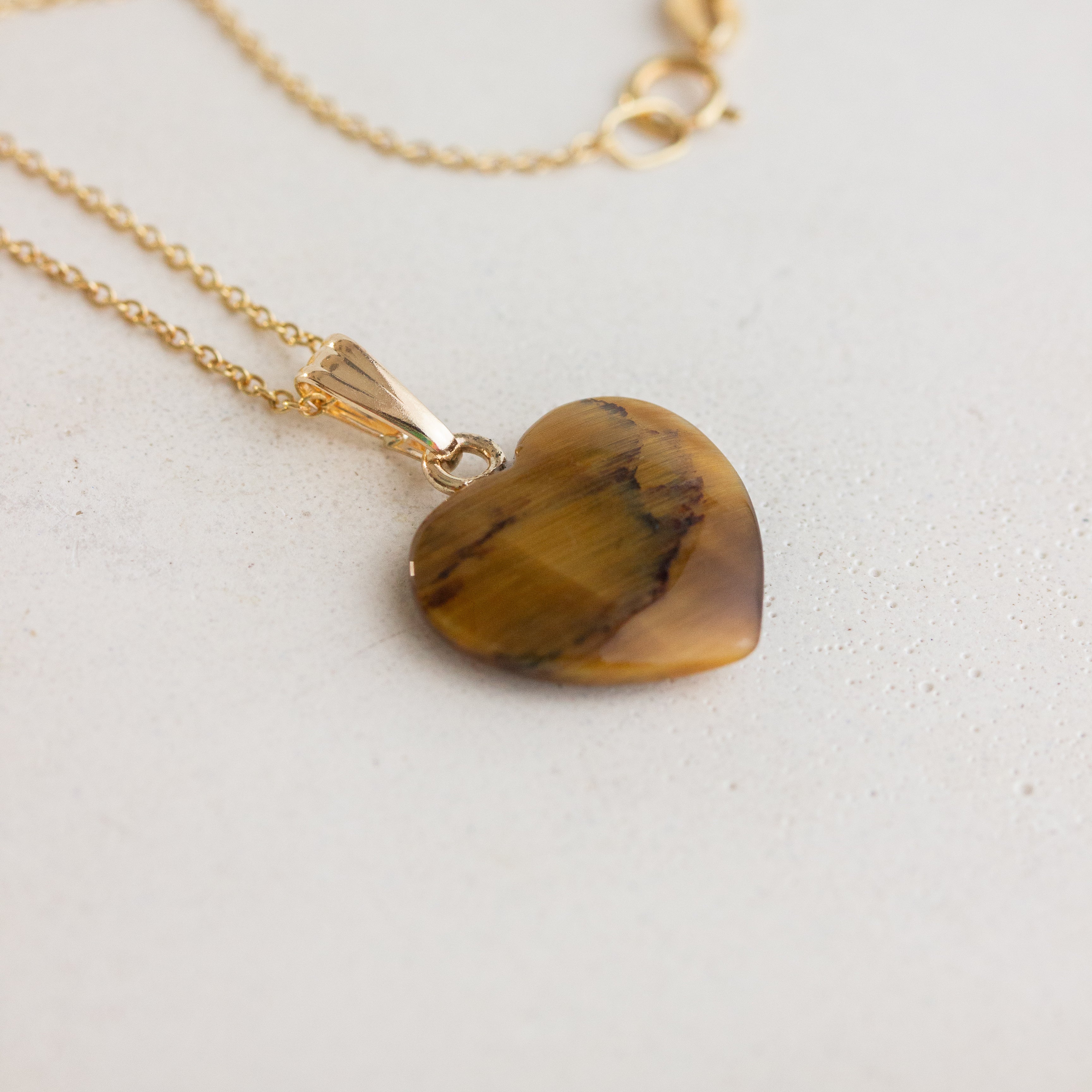 Tiger eye shop heart pendant