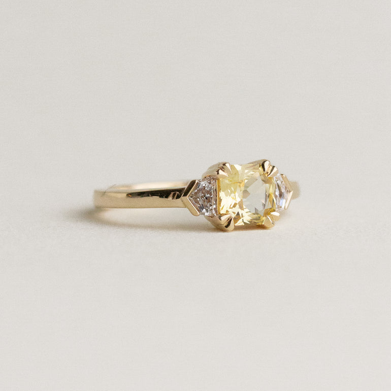 Yellow Sapphire 3-Stone Engagement Ring