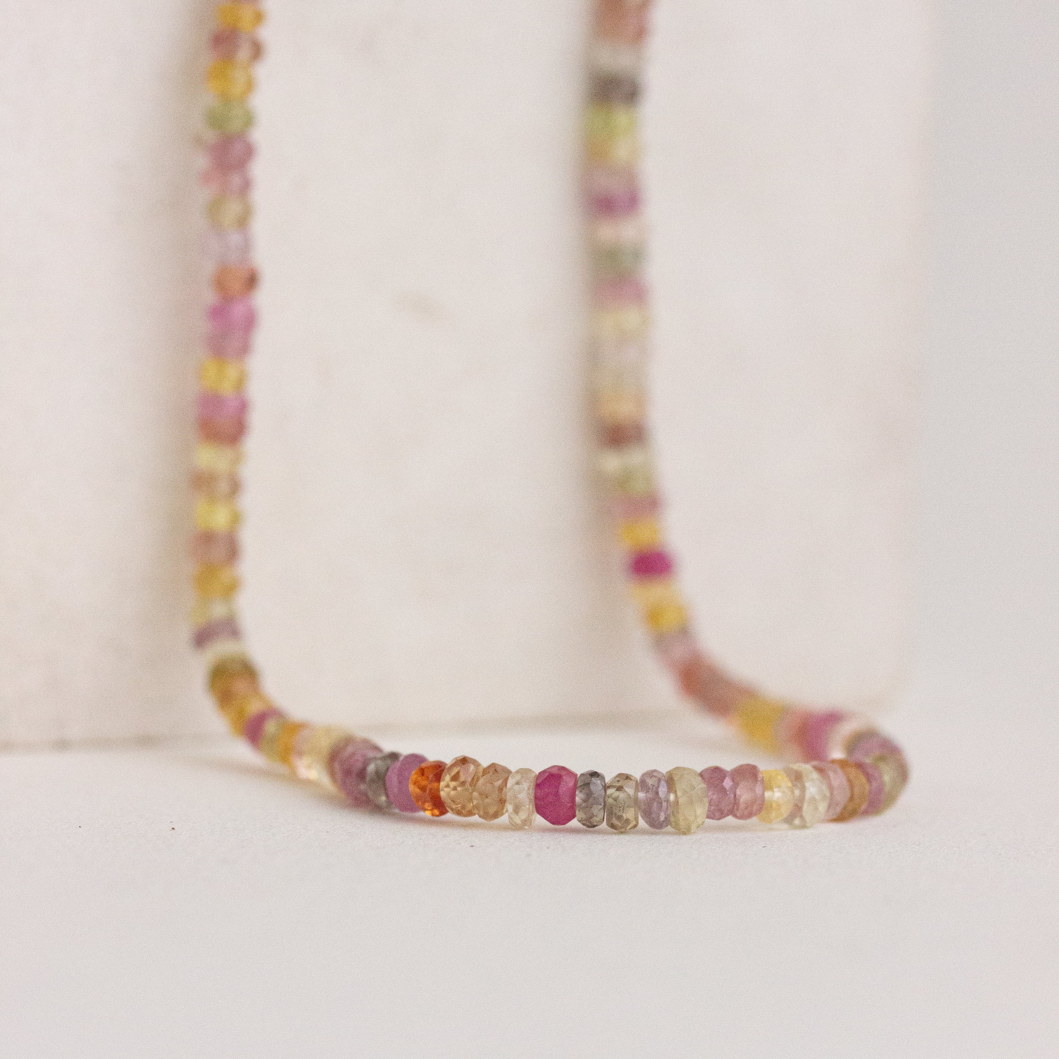 Pink Multicolour Sapphire Beaded Necklace