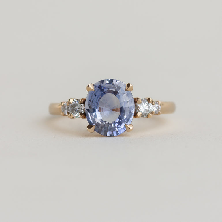 Oval Sapphire Five Stone Engagement Ring
