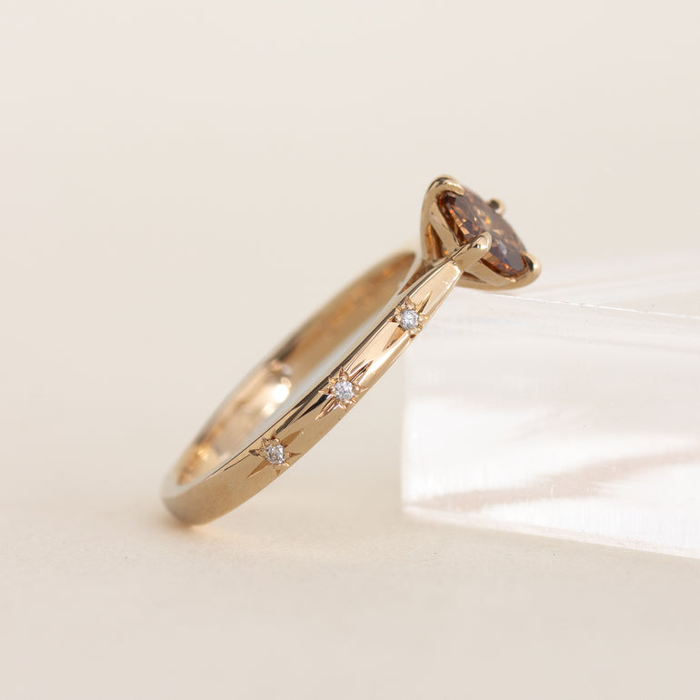 Compass-set Champagne Diamond Engagement Ring