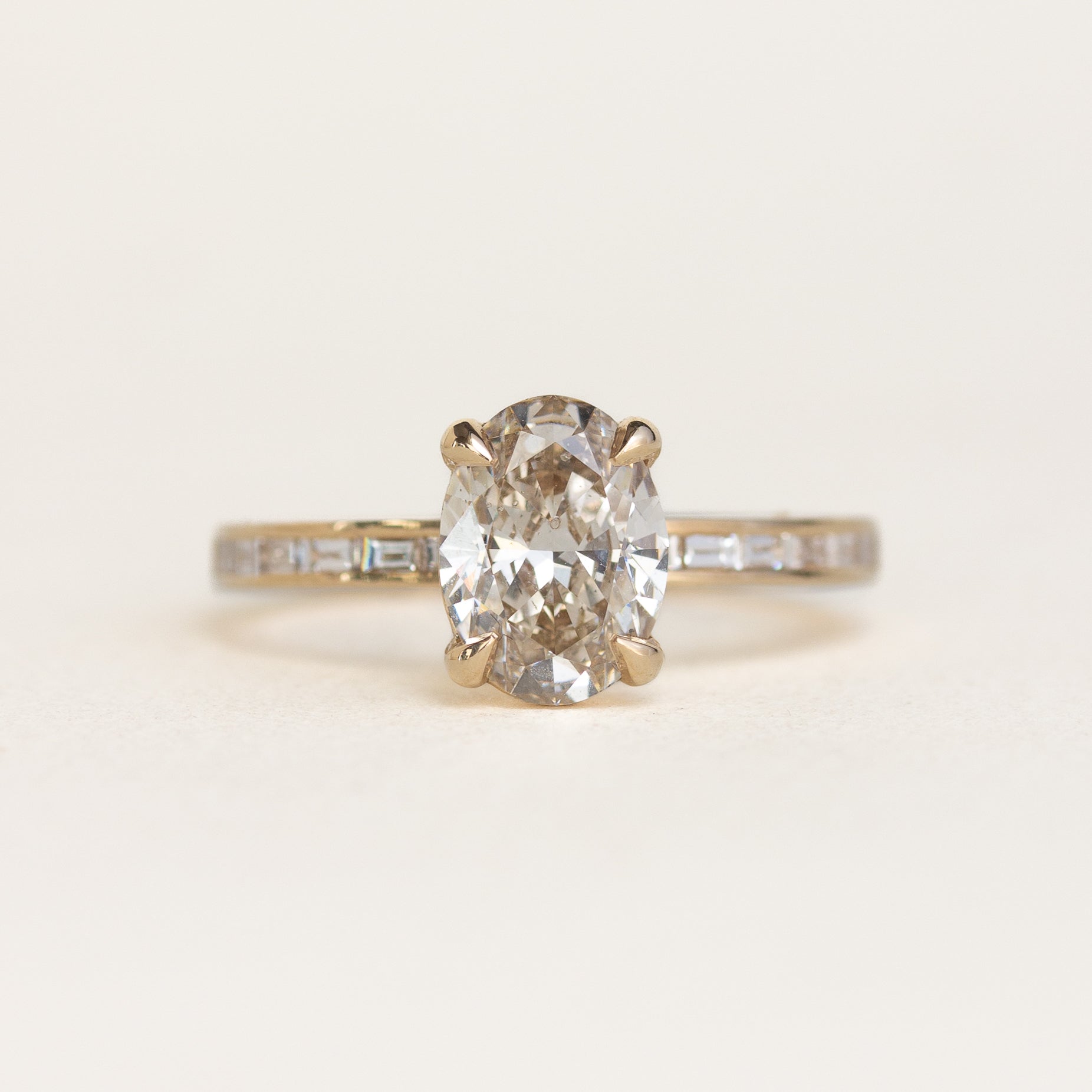 Champagne & Baguette Diamond Engagement Ring