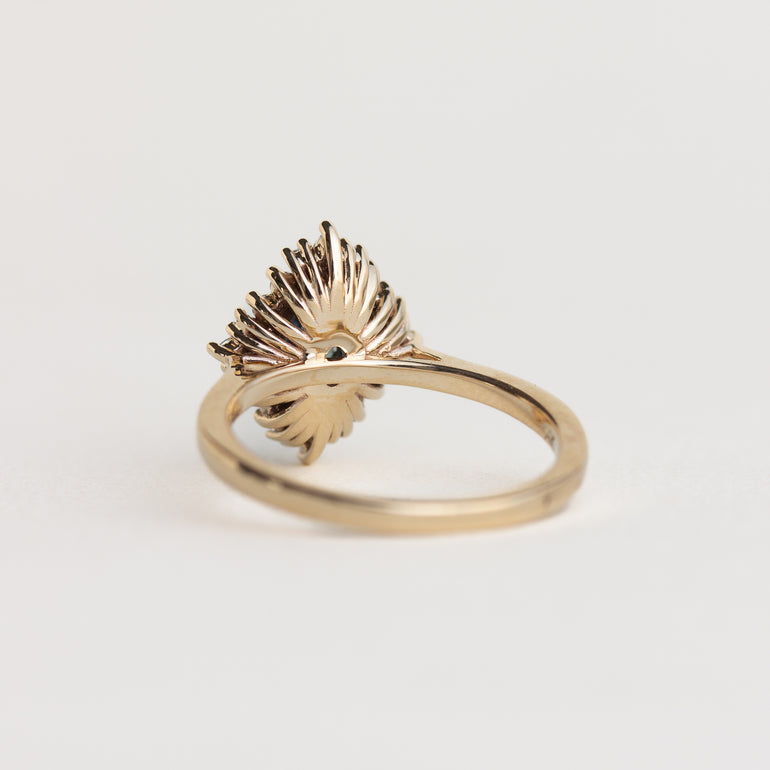 Teal Sapphire Halo Engagement Ring