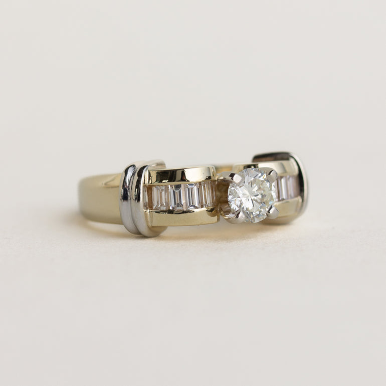 Vintage Round Baguette Diamond Ring