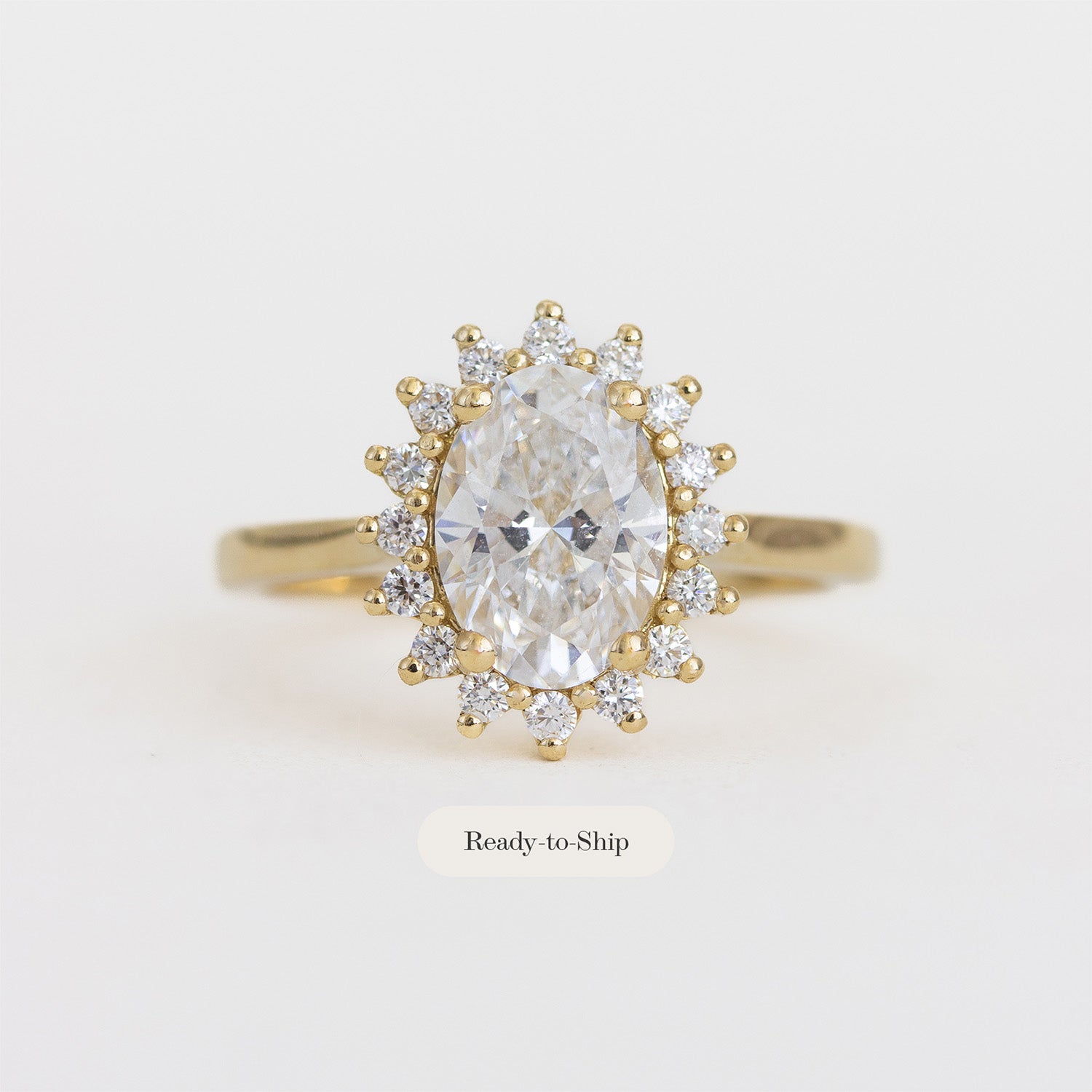 18K yellow gold diamond halo ring