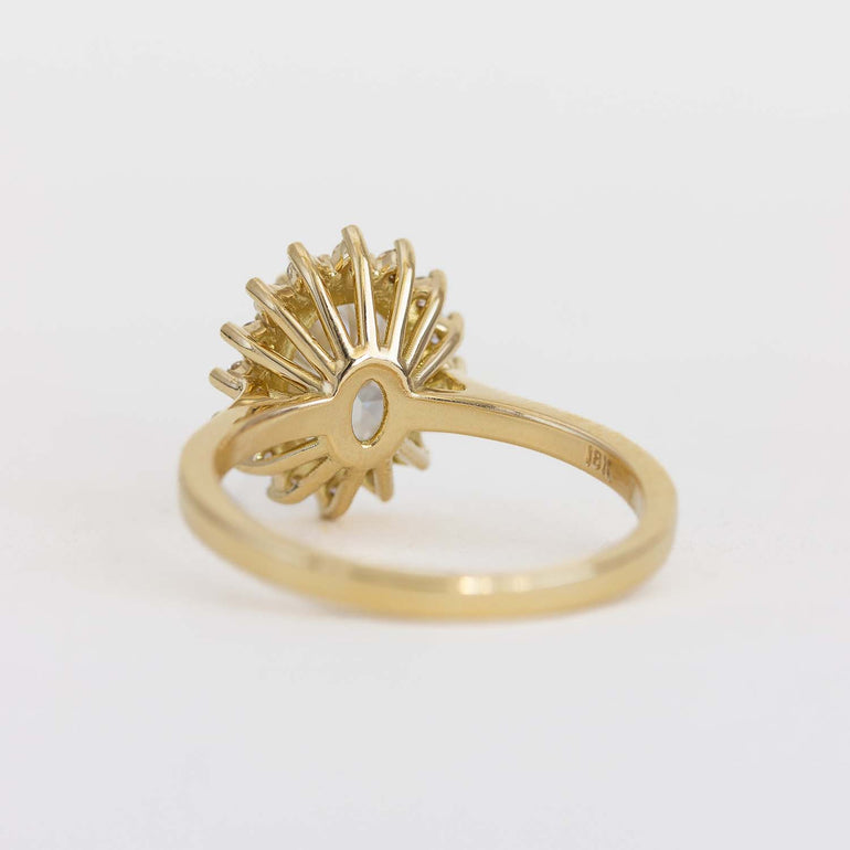 18K yellow gold diamond halo ring