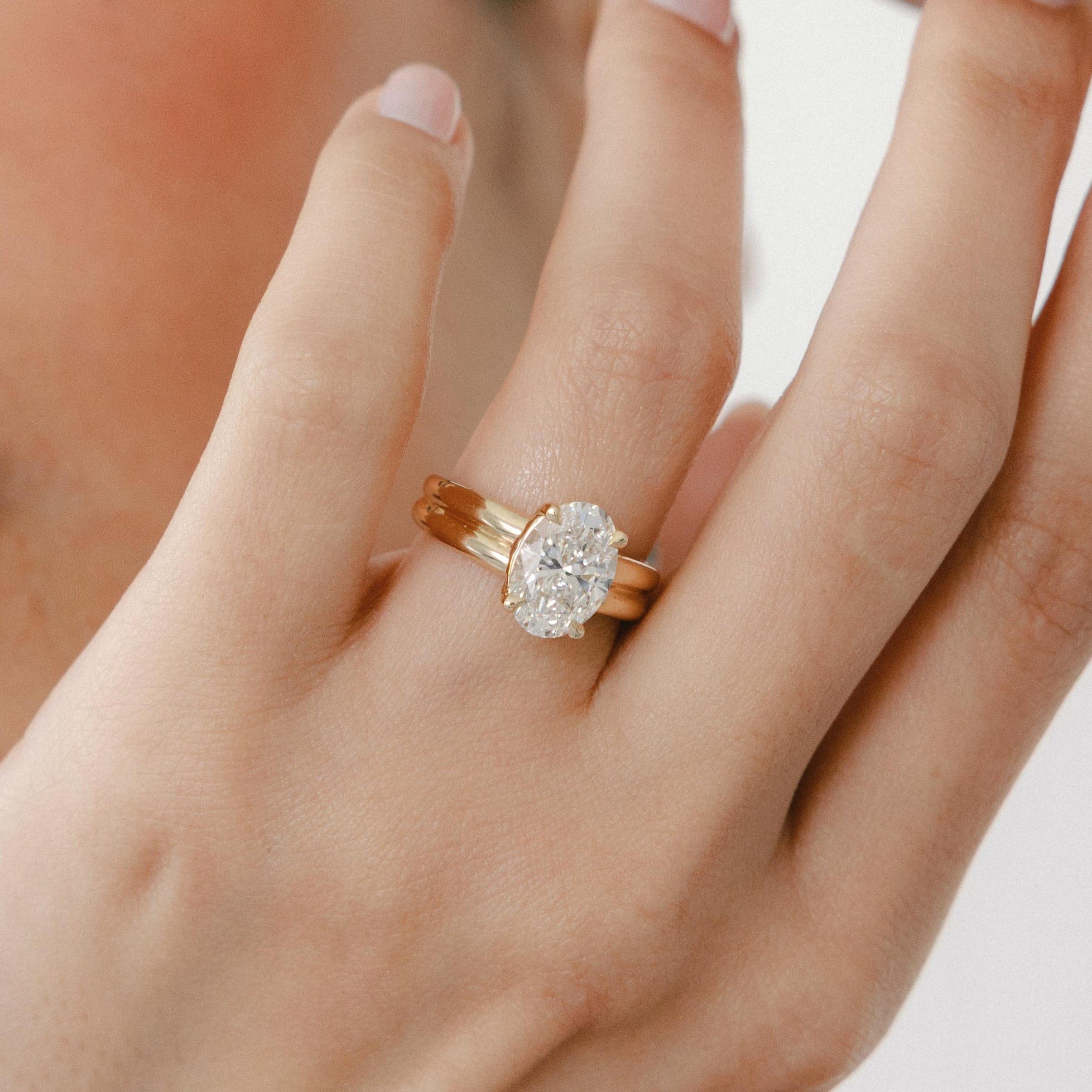 W double oval ring 15号　OVY Oval Diamond Double Band Engagement Ring | Mari Ring | Evorden