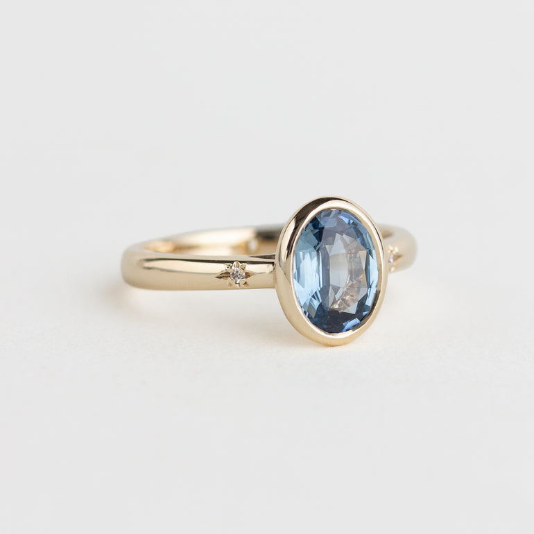 Oval Bezel Set Sapphire Engagement Ring