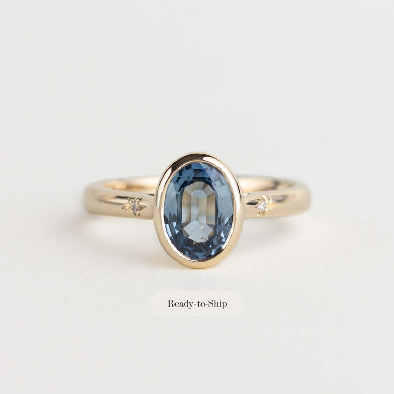 Oval Bezel Sapphire Engagement Ring