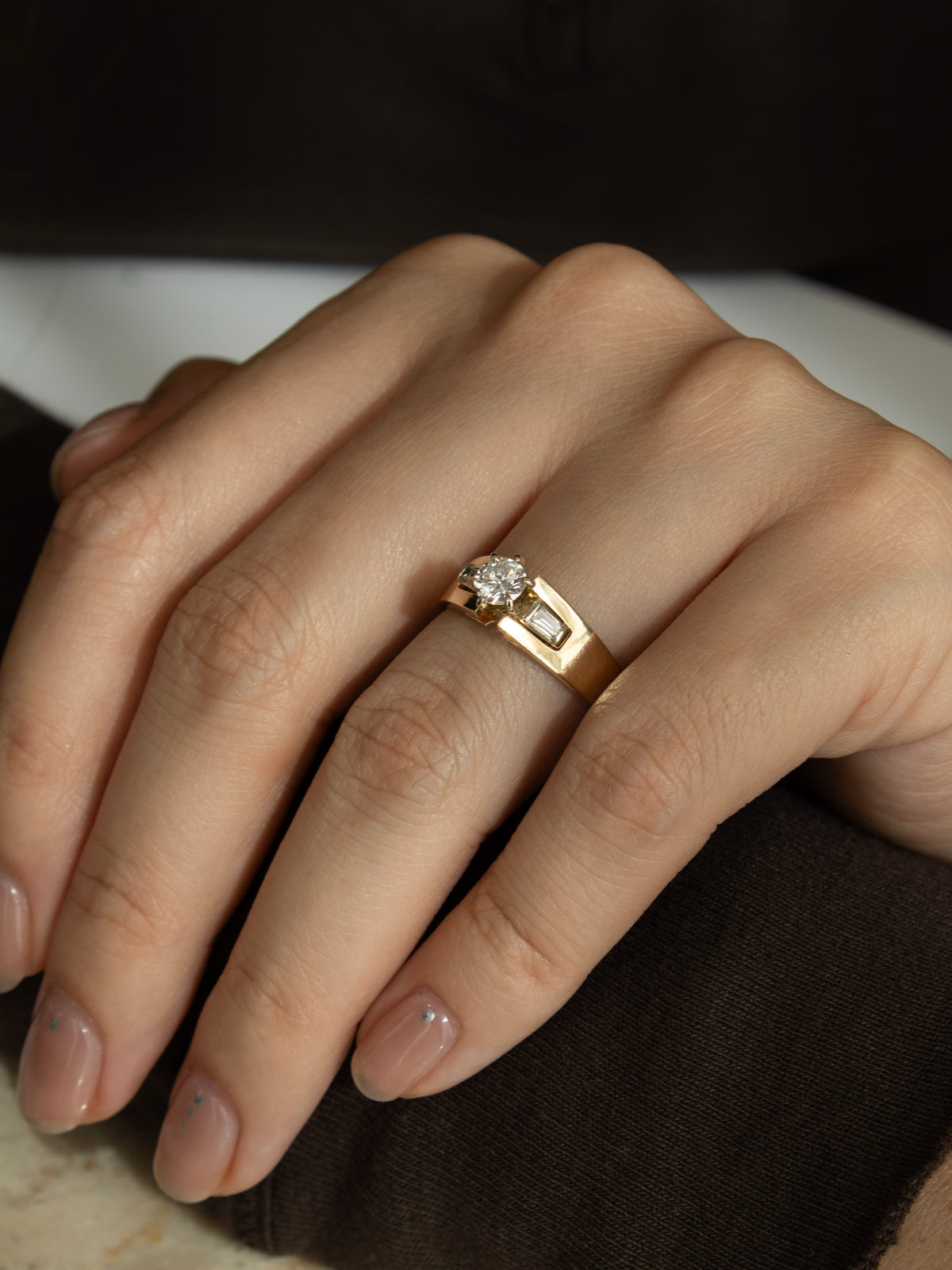 diamond vintage ring with baguettes