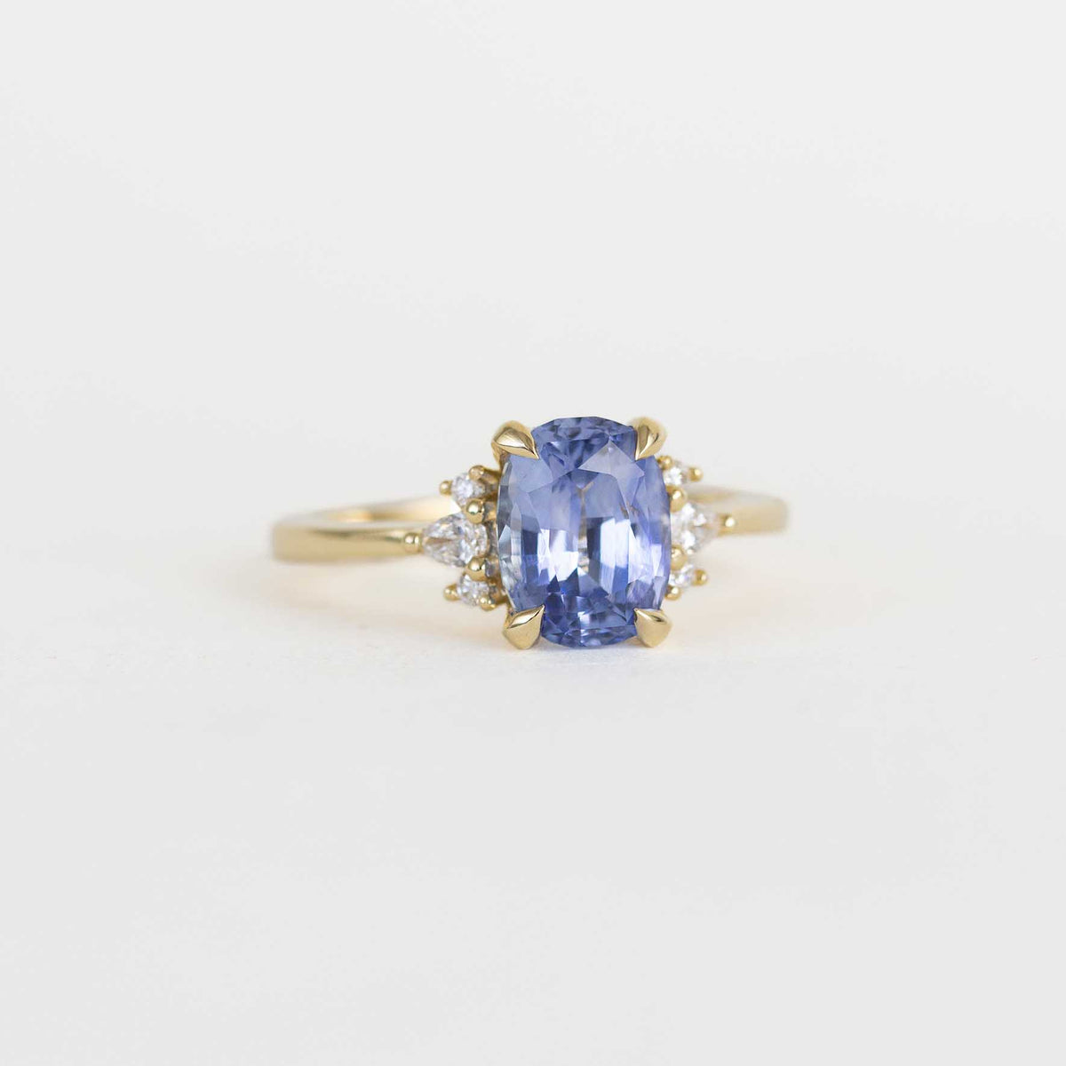 blue sapphire cushion engagement ring