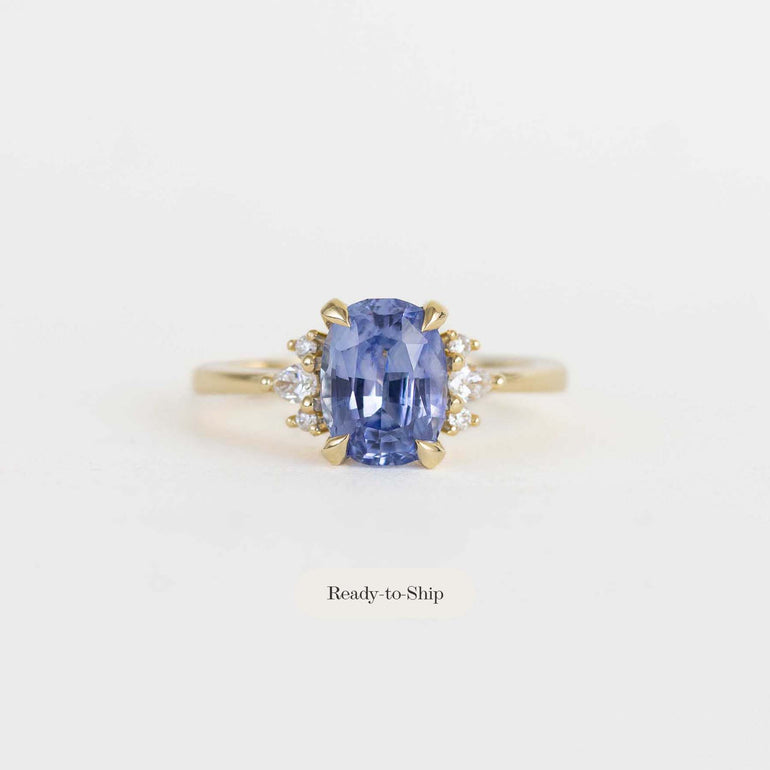 blue sapphire cushion engagement ring