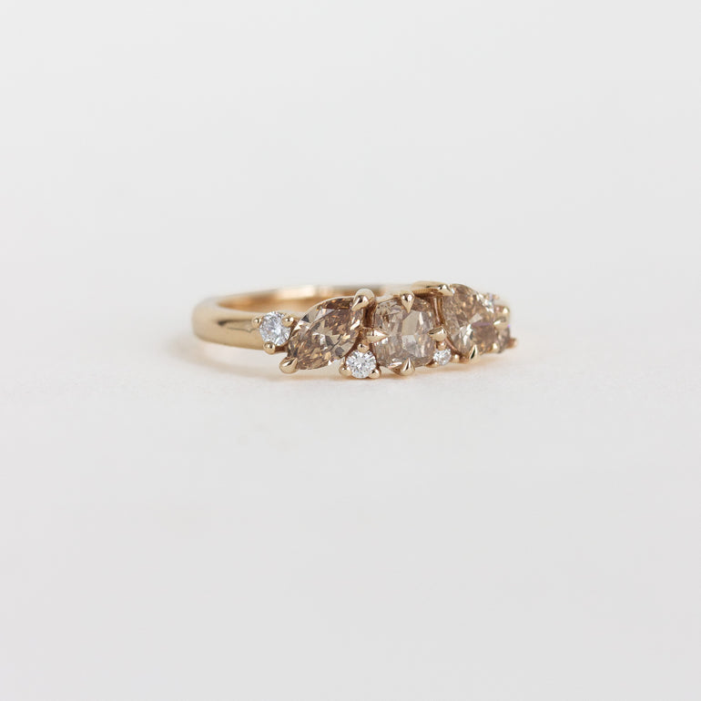 champagne diamond cluster ring