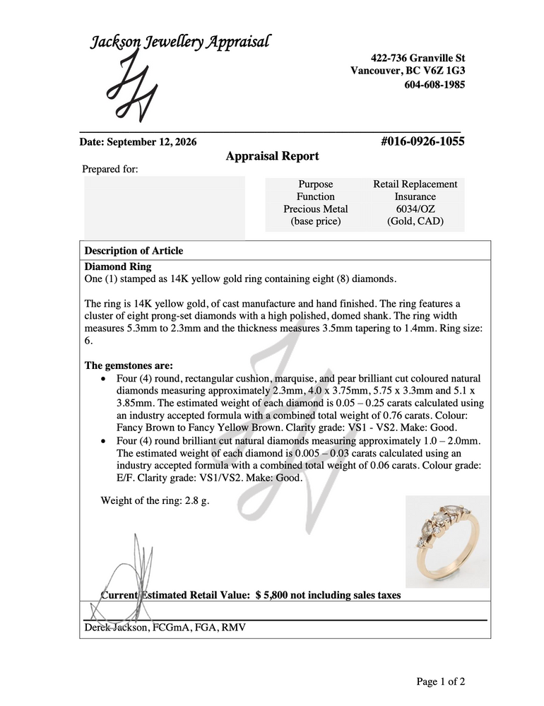 Nora Ring- Champagne Diamond Appraisal