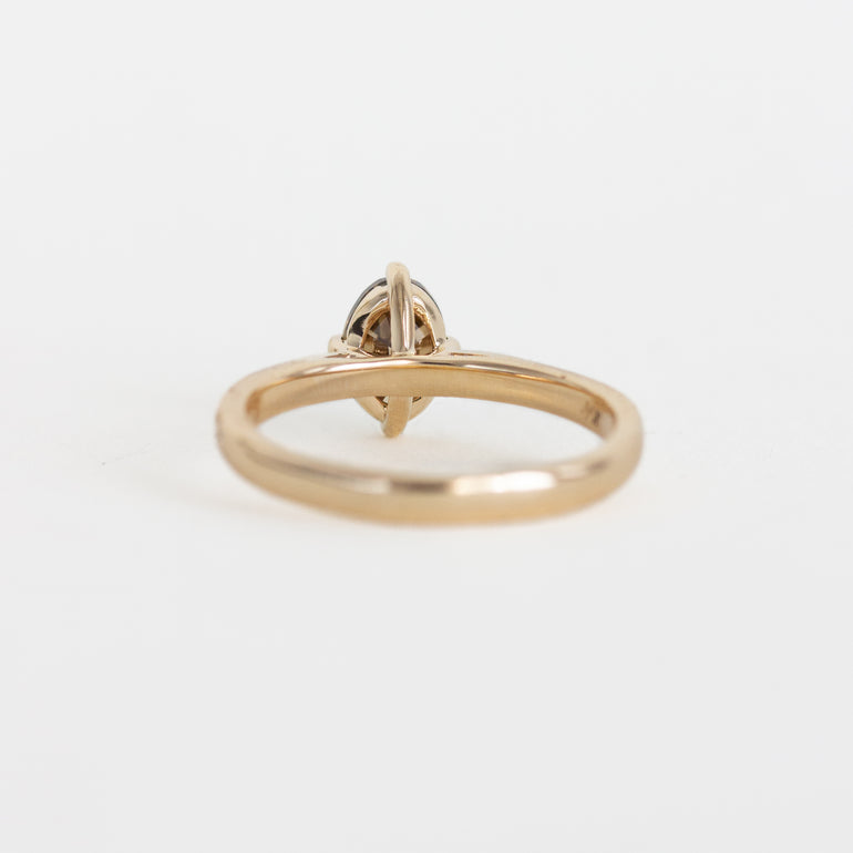 Oval Champagne Diamond Ring with Star Diamond Band