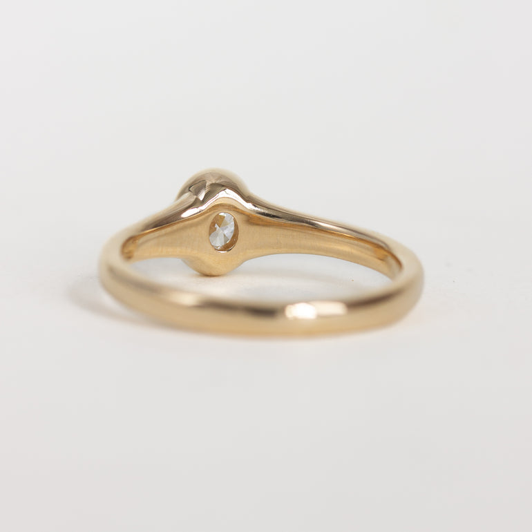Oval Bezel Signet Engagement Ring