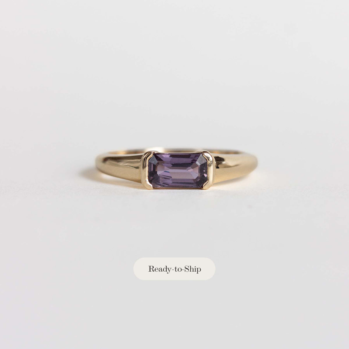 East-west Purple Sapphire Engagement Ring