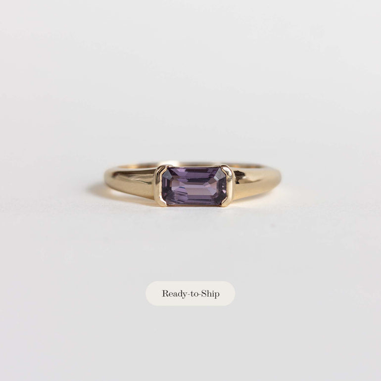 East-west Purple Sapphire Engagement Ring