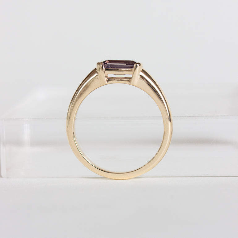 East-west Purple Sapphire Engagement Ring