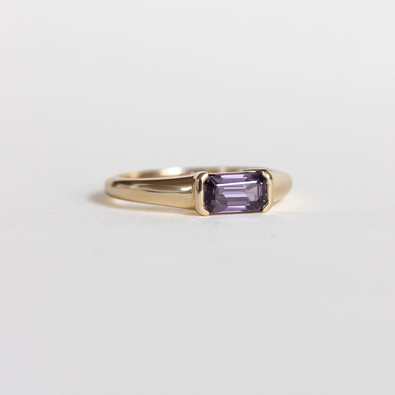 East-west Purple Sapphire Engagement Ring