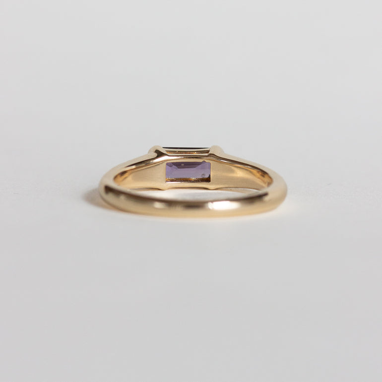 East-west Purple Sapphire Engagement Ring