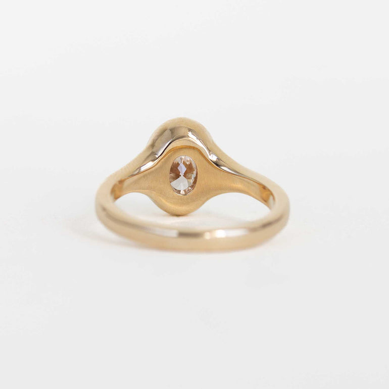 Oval Bezel Set Diamond Ring with Baguette Side Stones