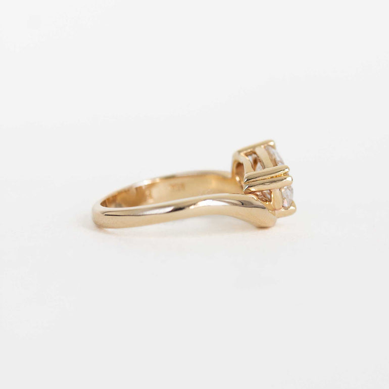 Oval Lab-grown Diamond Asymmetrical Wave Engagement Ring in 14K Yellow Gold