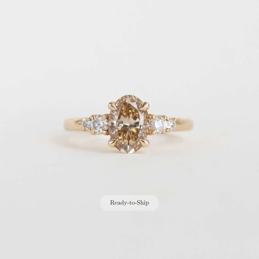 Champagne Diamond Oval Engagement Ring