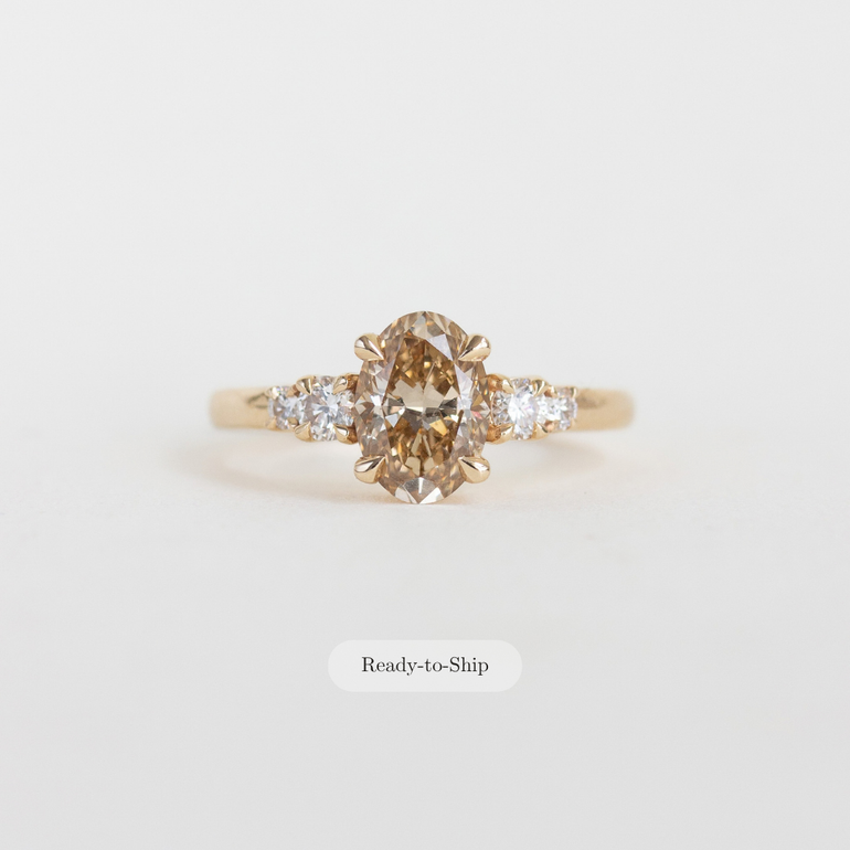 Champagne Diamond Oval Engagement Ring