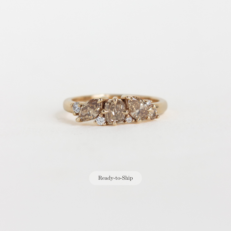 champagne diamond cluster ring
