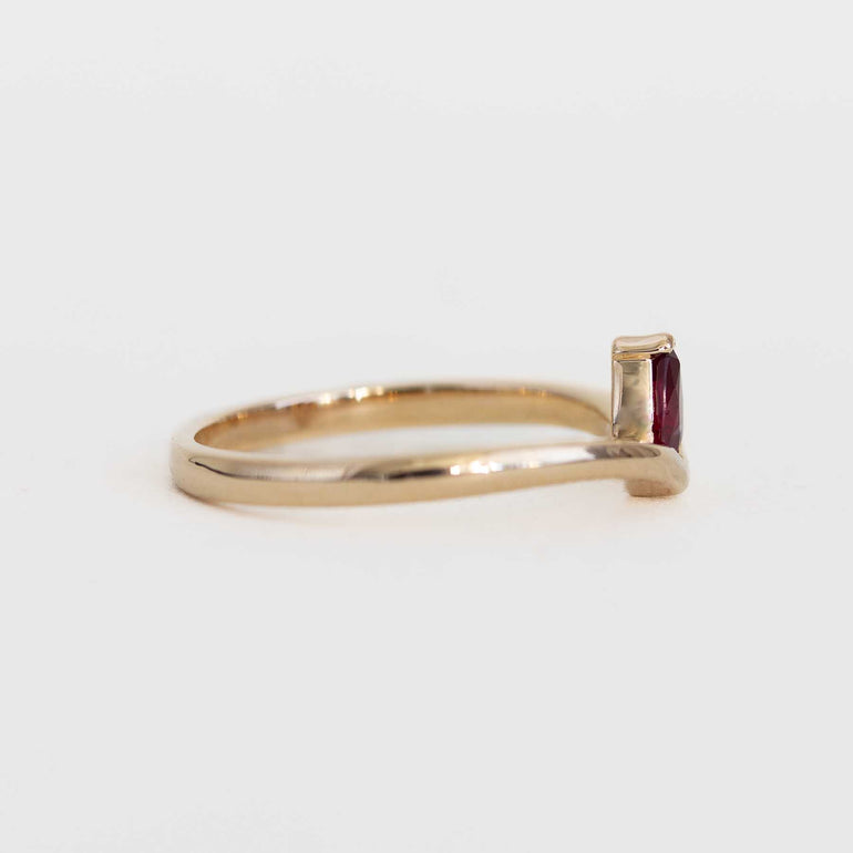 Profile photo of 14K yellow gold ring with pear shaped ruby