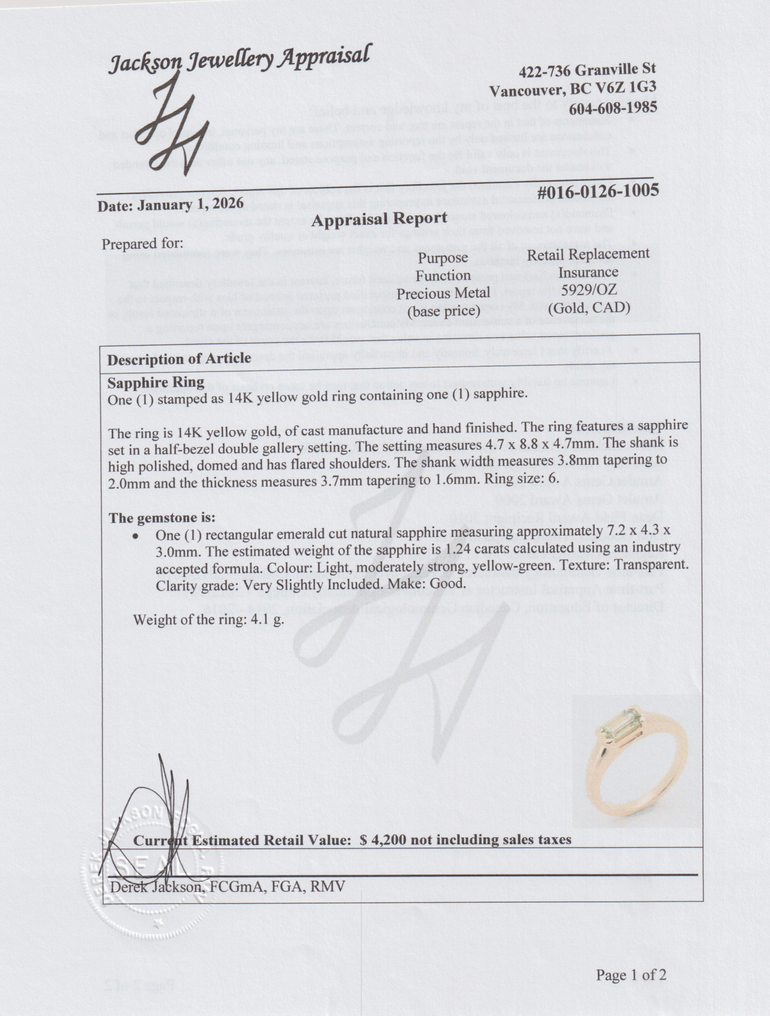 East-West Unheated Sapphire Engagement Ring