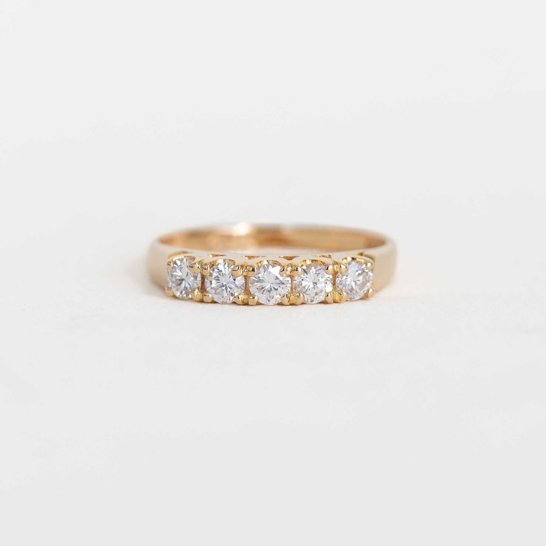 5-Stone Diamond Ring with Yellow Gold Band