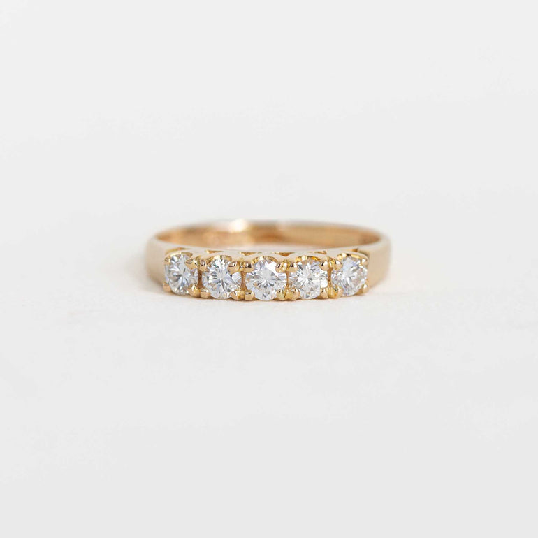 5-Stone Diamond Ring with Yellow Gold Band