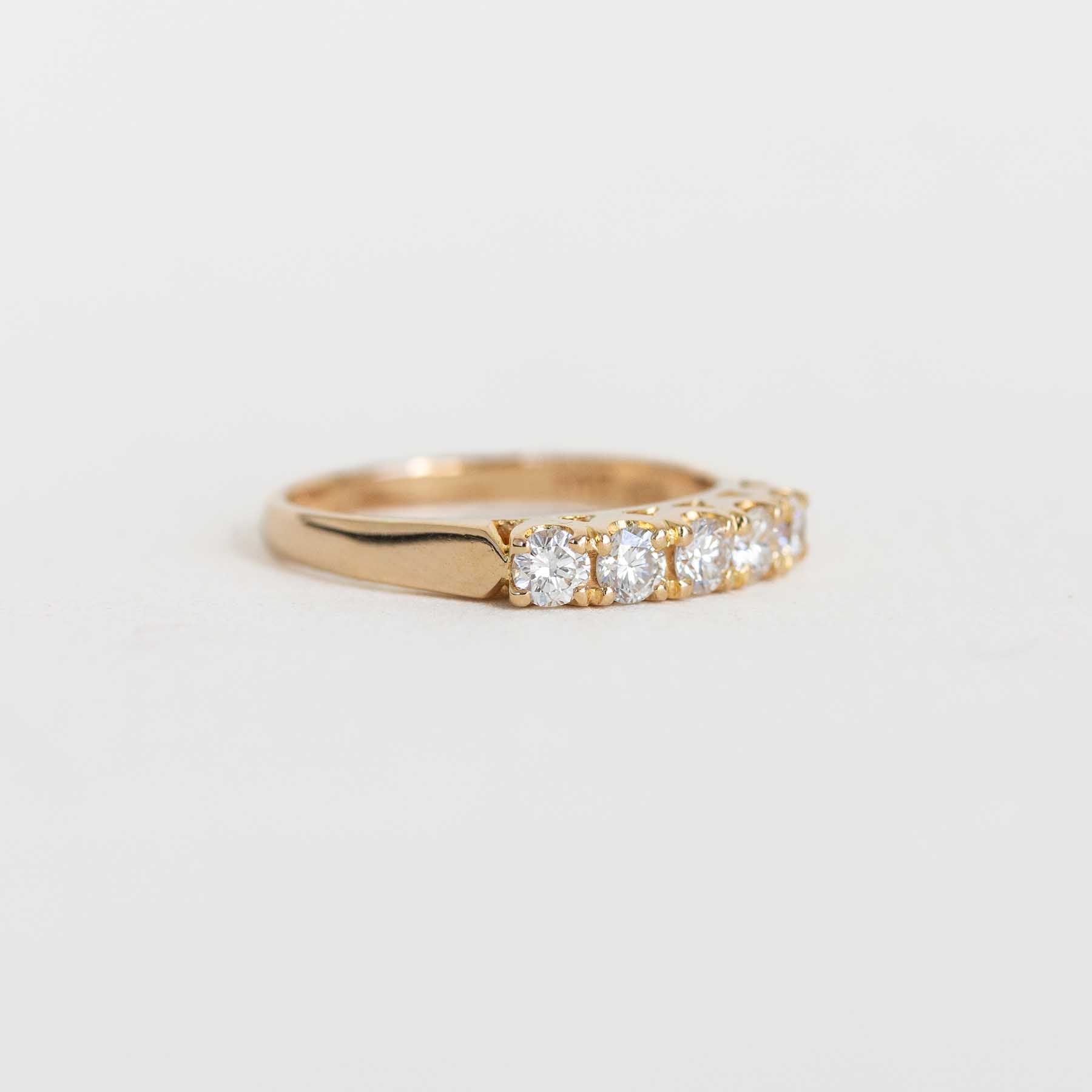 5-Stone Diamond Ring with Yellow Gold Band