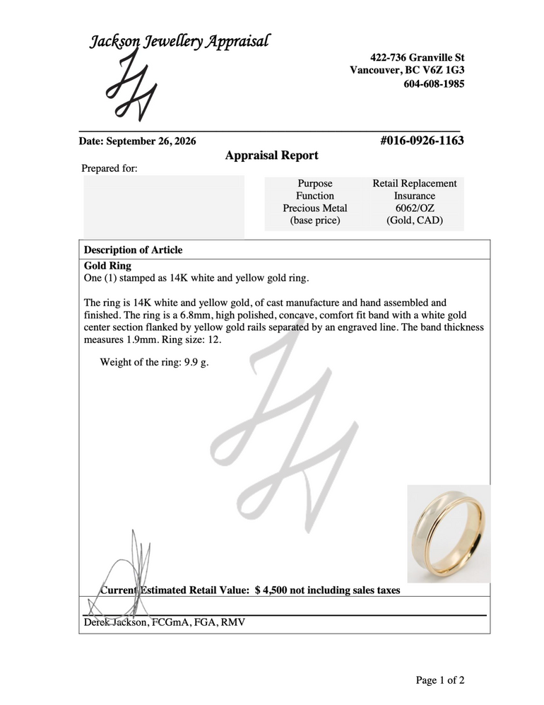 Talbott Ring Appraisal