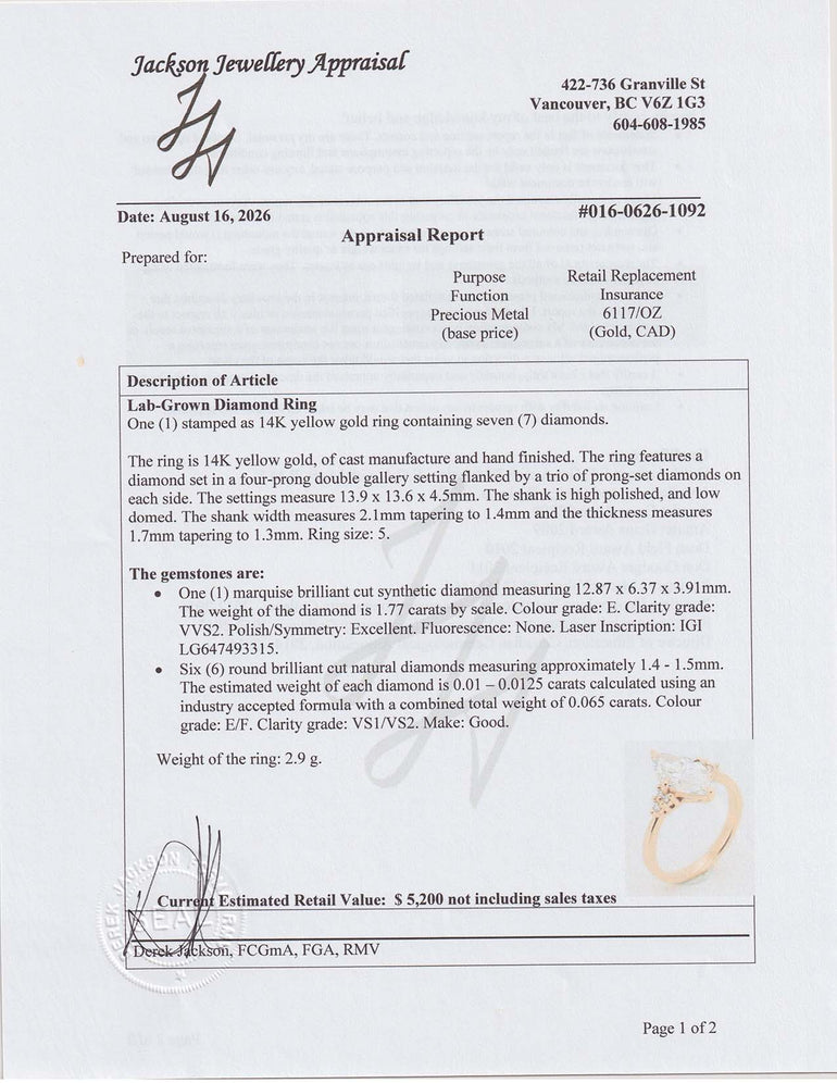 Laboratory-grown Diamond Teagan Ring Appraisal