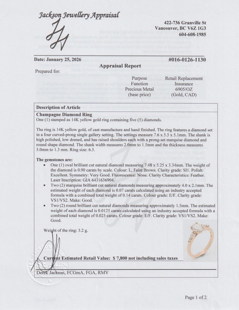 Champagne Diamond Engagement Ring