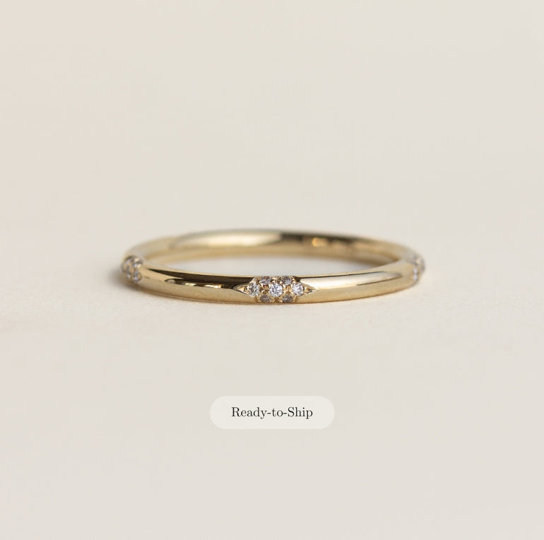 Cluster Diamond Wedding Band