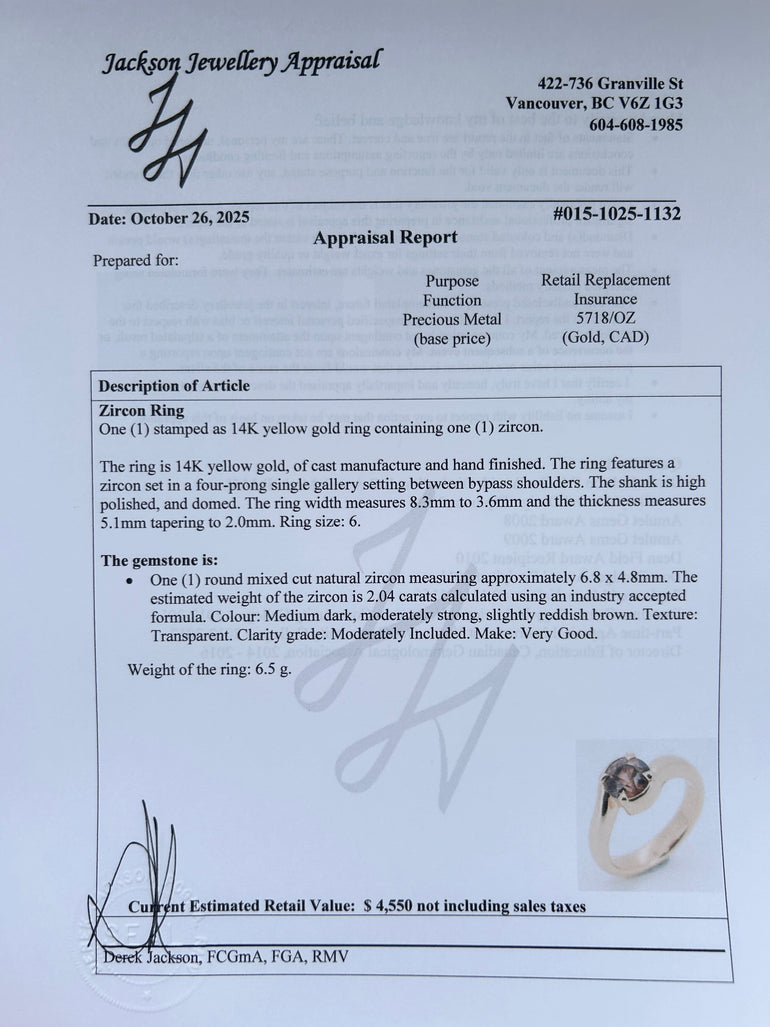 Chocolate Zircon Engagement Ring